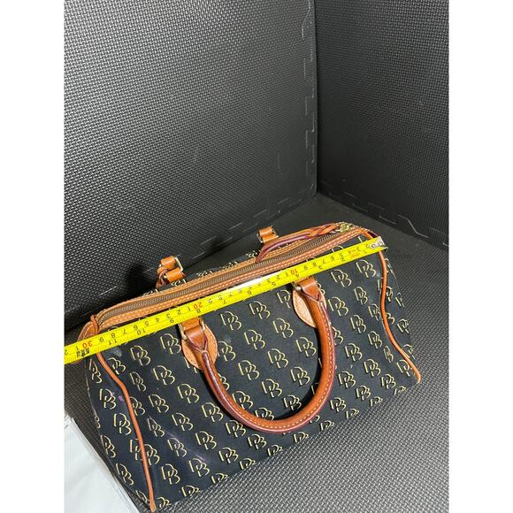 Y2K Dooney & Bourke Black Brown Monogram Handbag Purse Leather Canvas - Picture 13 of 14